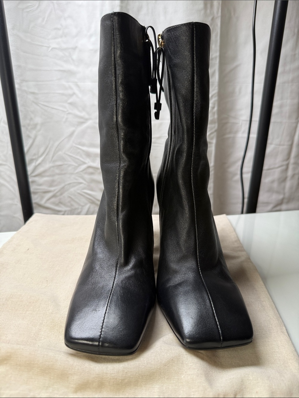 Zara Women’s Black Leather Mid-Calf Boots
